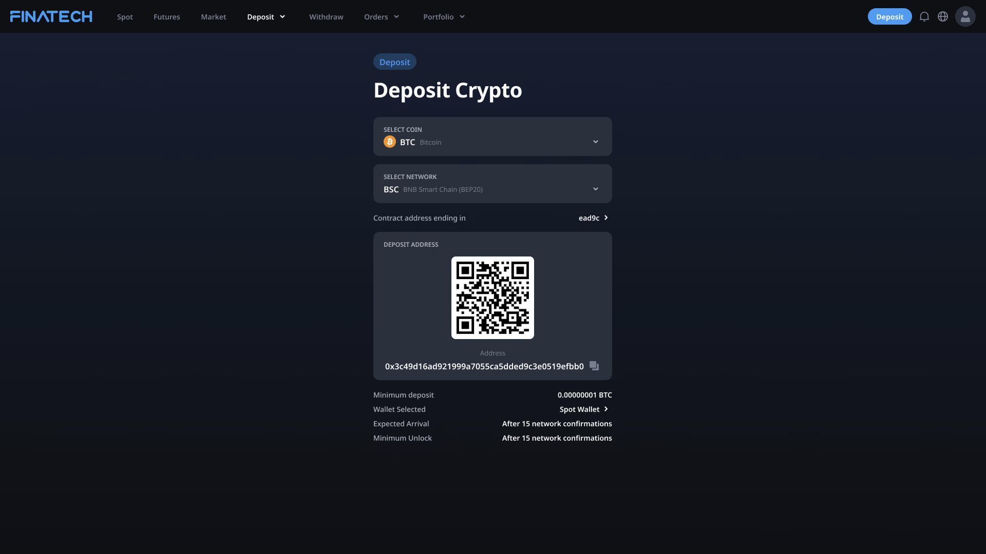 Deposit crypto